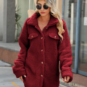 Women's Lapel Long Sleeve Loose Buttoned Long Jacket