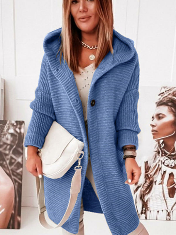 women's loose hooded sweater cardigan sweater - Image 4