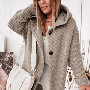 women's loose hooded sweater cardigan sweater