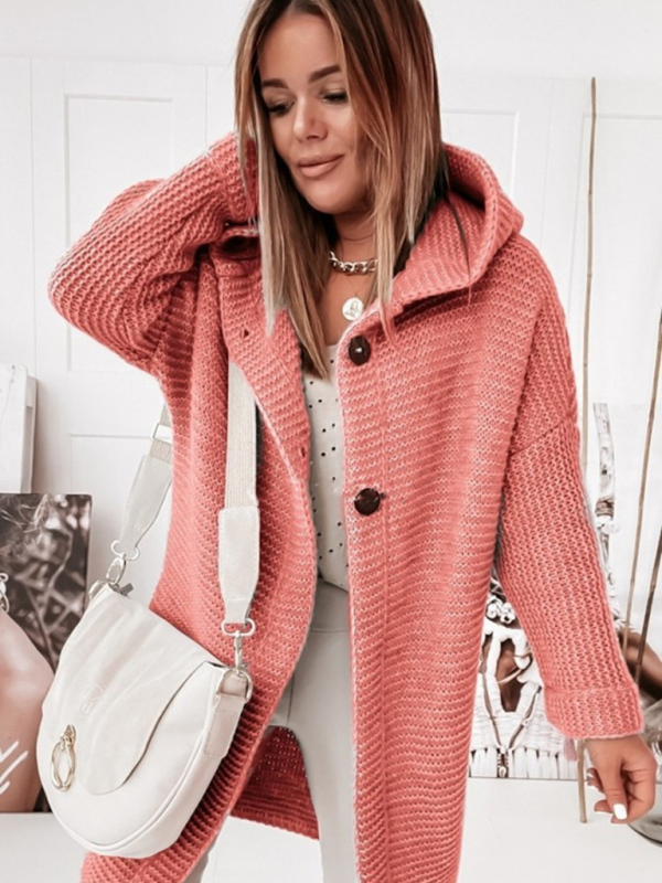 women's loose hooded sweater cardigan sweater - Image 7