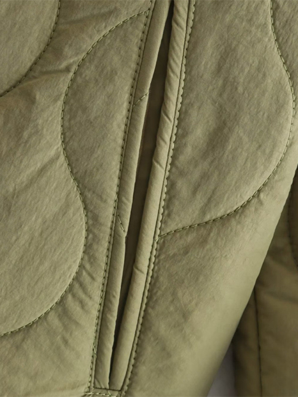 Women's fashionable round neck loose rhombus cotton coat with extended thread - Image 4