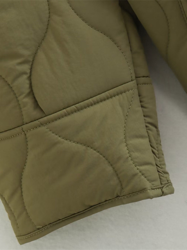 Women's fashionable round neck loose rhombus cotton coat with extended thread - Image 5