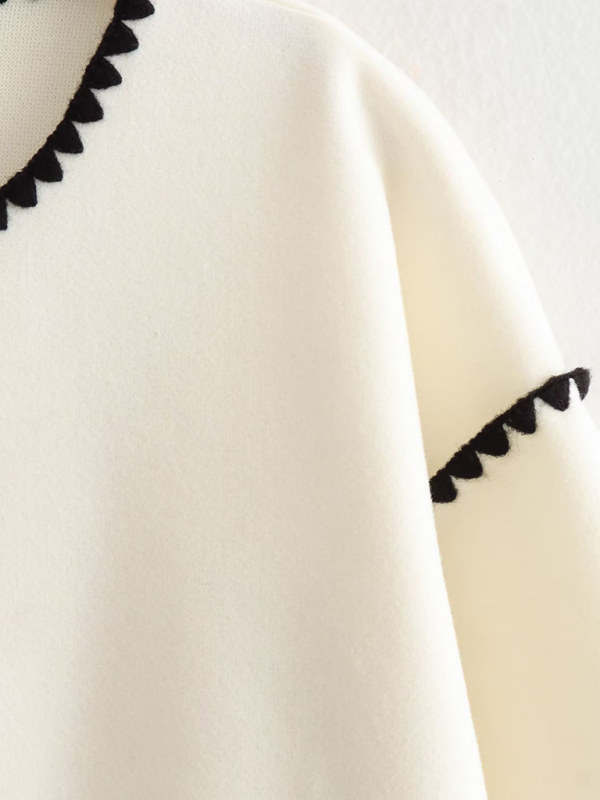 Women's New Fashion Button Round Neck Loose Color Block Knitted Jacket - Image 5