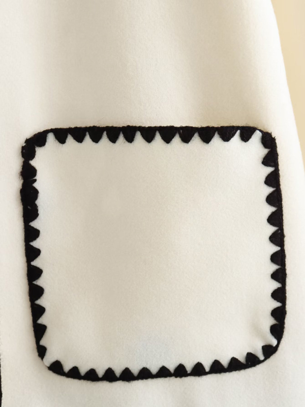 Women's New Fashion Button Round Neck Loose Color Block Knitted Jacket - Image 2