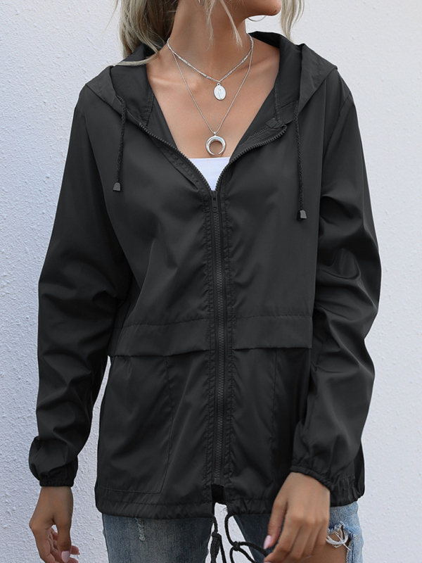 New women's zipper hoodie lightweight outdoor hiking raincoat jacket - Image 5