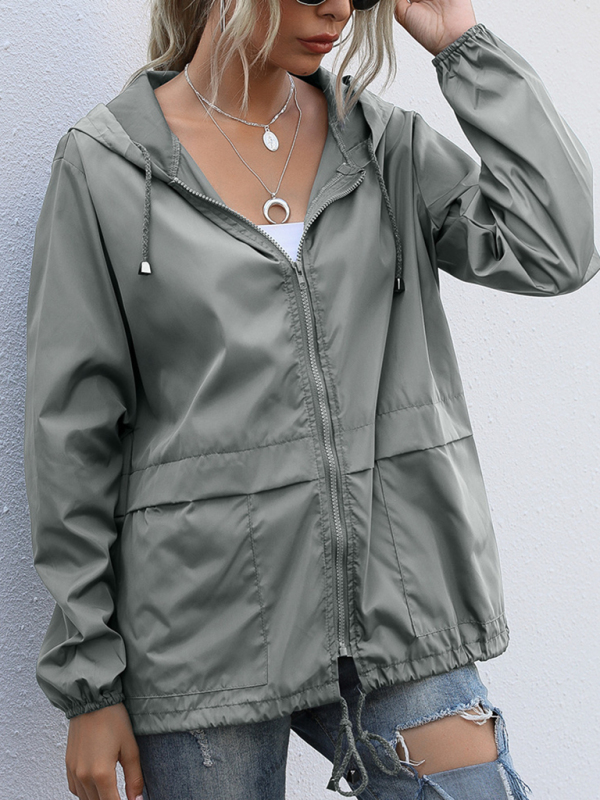 New women's zipper hoodie lightweight outdoor hiking raincoat jacket - Image 2