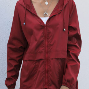 New women's zipper hoodie lightweight outdoor hiking raincoat jacket