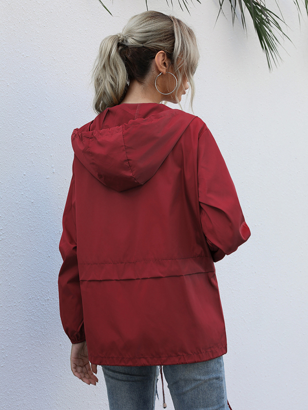 New women's zipper hoodie lightweight outdoor hiking raincoat jacket - Image 6