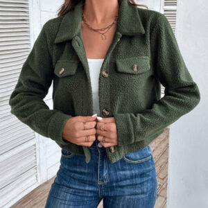 Fashion women's solid color polar fleece short jacket