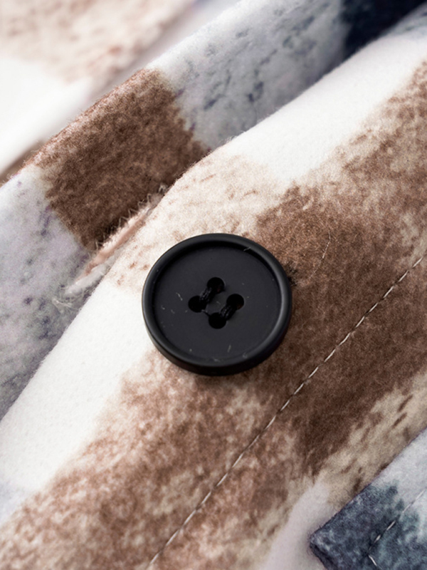 Women's Autumn and Winter Street Plaid Lapel Long Woolen Jacket - Image 4