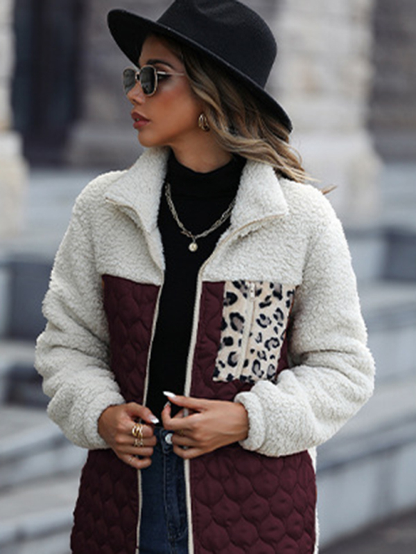 Women's Plush Quilted Zip Stand Collar Jacket - Image 13