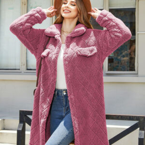 Women's plaid plush button long coat
