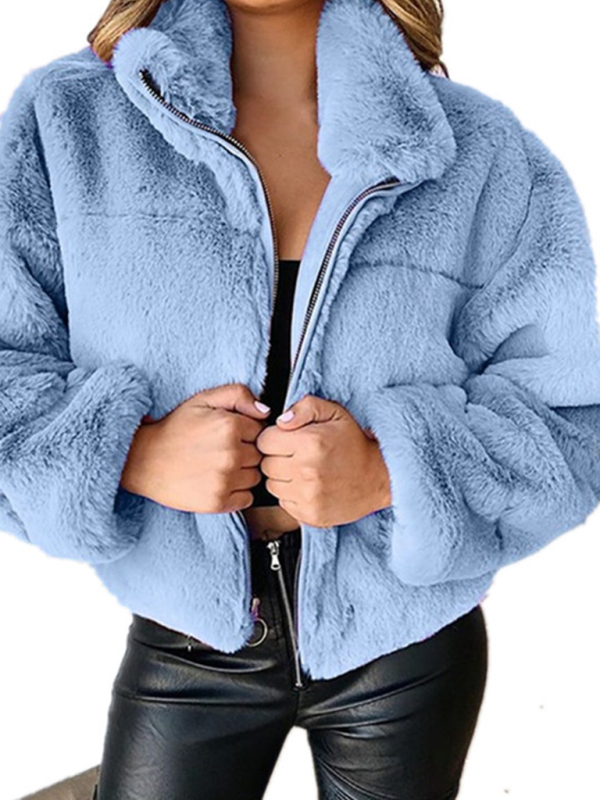 Women's new casual zipper cardigan plush warm jacket - Image 7