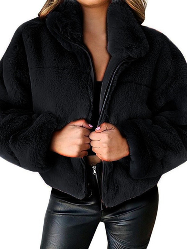Women's new casual zipper cardigan plush warm jacket - Image 9