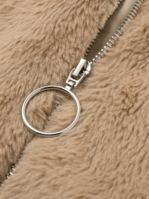 Women's new casual zipper cardigan plush warm jacket - Image 5