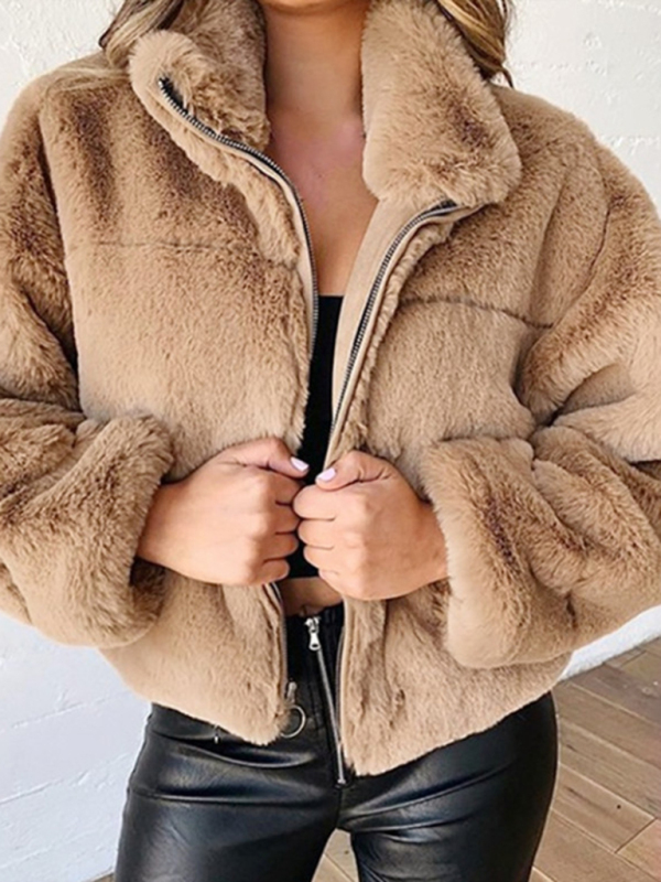 Women's new casual zipper cardigan plush warm jacket - Image 6