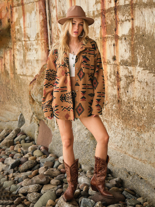 Women's autumn and winter plush lapel long sleeve jacket - Image 6