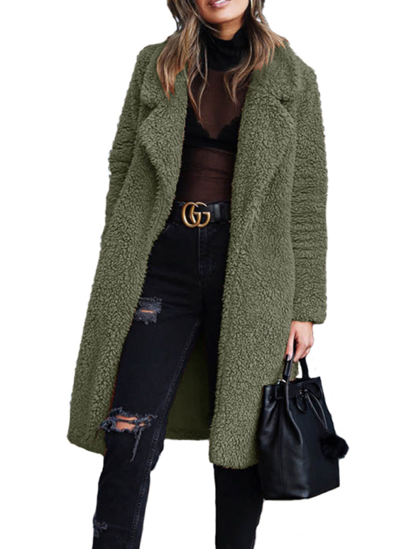 Women's loose long sleeve lapel plush jacket - Image 4