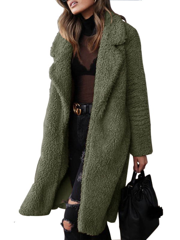 Women's loose long sleeve lapel plush jacket - Image 11