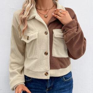 New women's color block polar fleece jacket