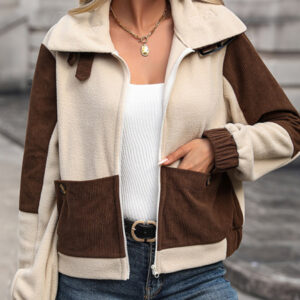 Polar fleece zipper contrast zipper jacket