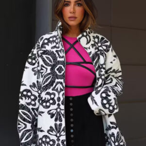 Women's Quilted Cotton Printed Loose Stand Collar Padded Jacket