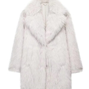 New women's warm lapel loose faux fur effect coat