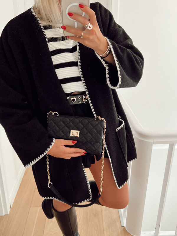 Women's new contrast color woolen jacket - Image 6