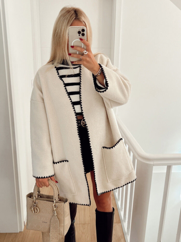 Women's new contrast color woolen jacket - Image 3