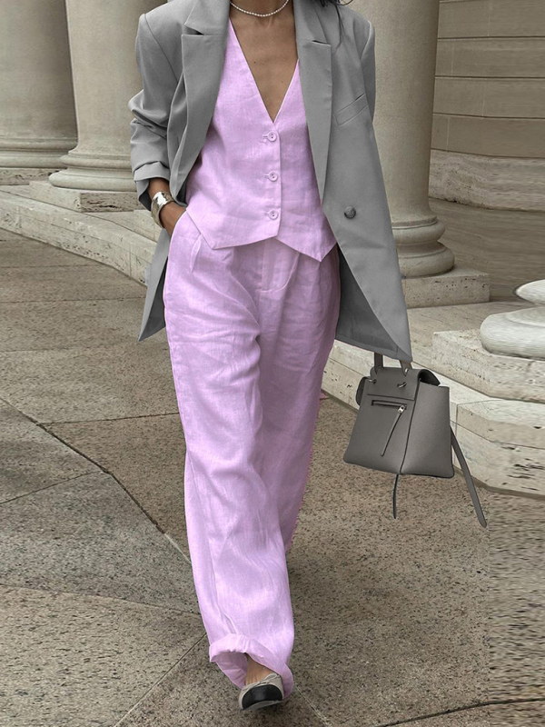 New casual and fashionable sleeveless vest, vest and trousers two-piece set - Image 2