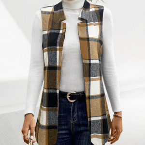 Ladies new loose plaid vest jacket