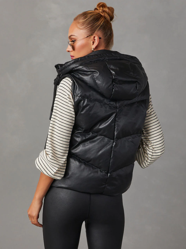 Women's Loose Thickened Short Hooded Down Cotton Sleeveless Double Pocket Vest - Image 10