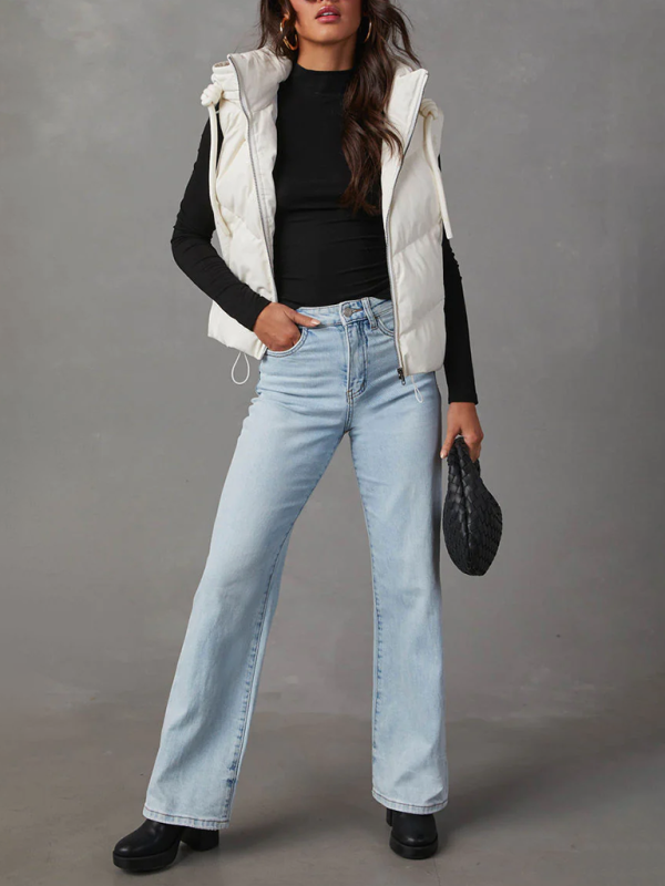 Women's Loose Thickened Short Hooded Down Cotton Sleeveless Double Pocket Vest - Image 4