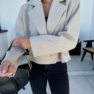 Women's new fashion British suit collar tweed small jacket