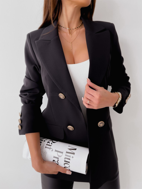 New double-breasted solid color fashion blazer - Image 6