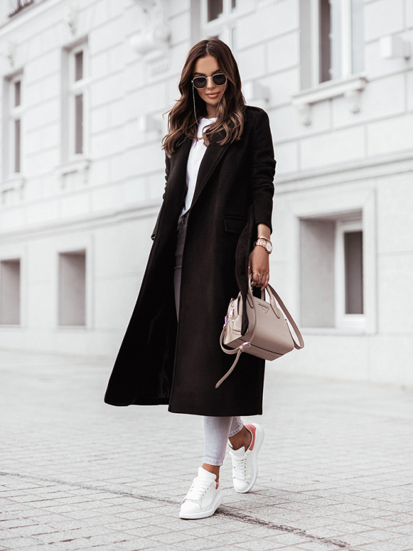 Autumn and winter simple long-sleeved V-neck tie jacket for women - Image 16
