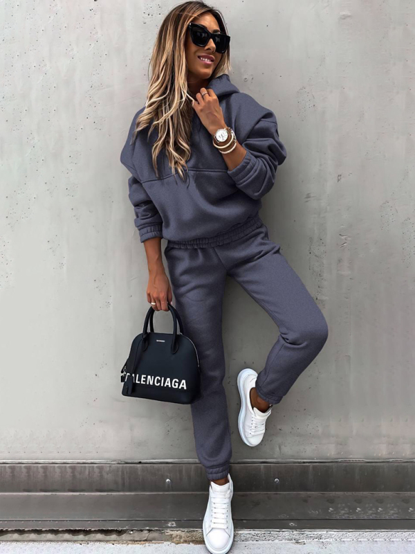 Fashion long-sleeved sports casual sweatshirt suit two-piece set - Image 4