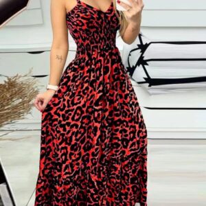 New Leopard Print V-Neck Dress