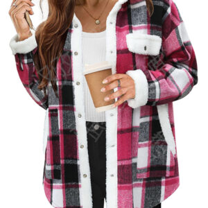 Casual autumn and winter coat contrast color plaid jacket casual lapel velvet coat