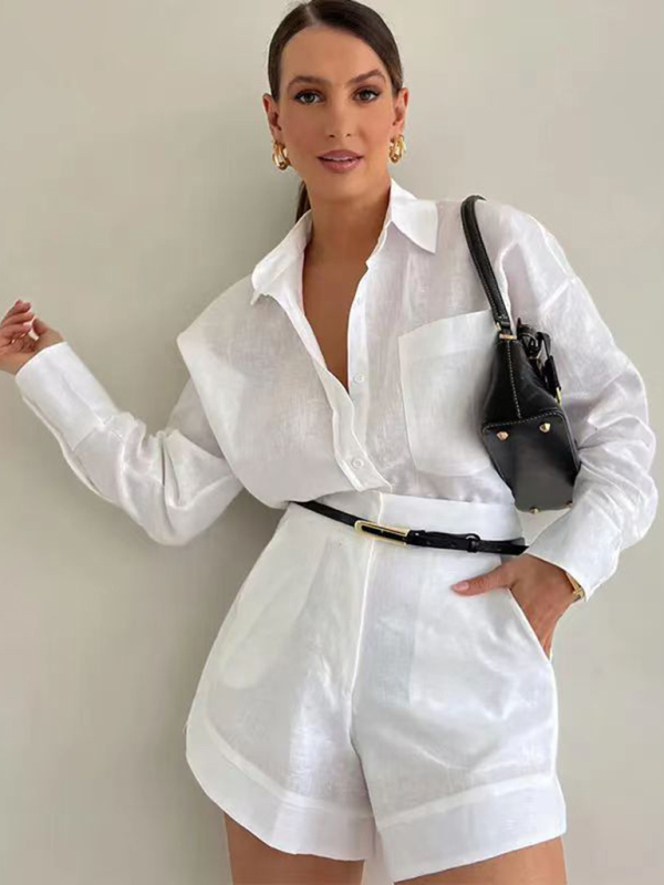 Fashion casual short trousers and long-sleeved shirt set - Image 5