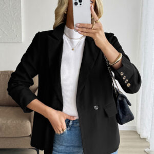 Fashionable, simple and casual commuter suit collar black suit jacket