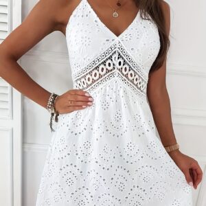 Sleeveless Jacquard High Waist Dress