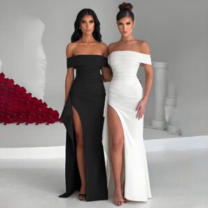 Summer Tube Top Backless Slit Long Dress
