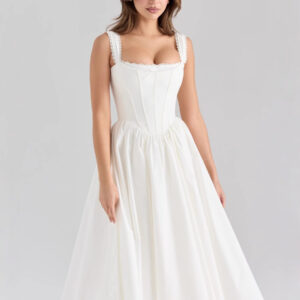 Back Strap Slimming White Long Dress