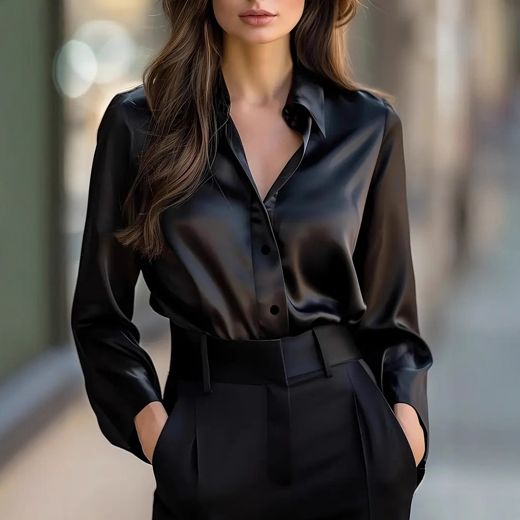 Elegant Long Sleeve Button Shirt - Image 2