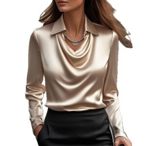 Womens Long Sleeve Satin Blouse