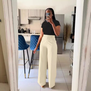 Women's high-waisted straight-leg wide-leg pants