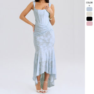 Elegant One-Shoulder Fishbone Bodycon Dress