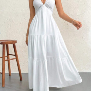 Solid Color Tube Top Backless Dress