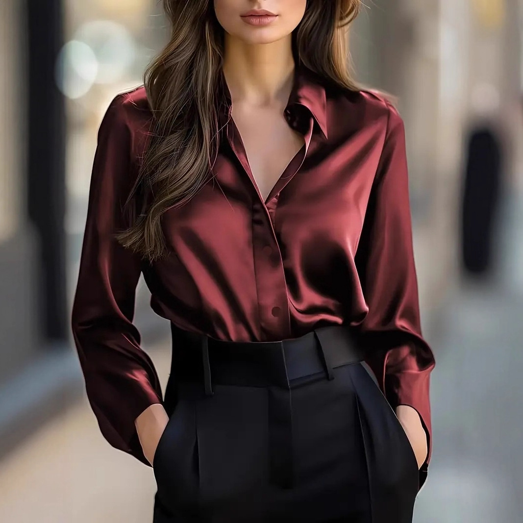 Elegant Long Sleeve Button Shirt - Image 3